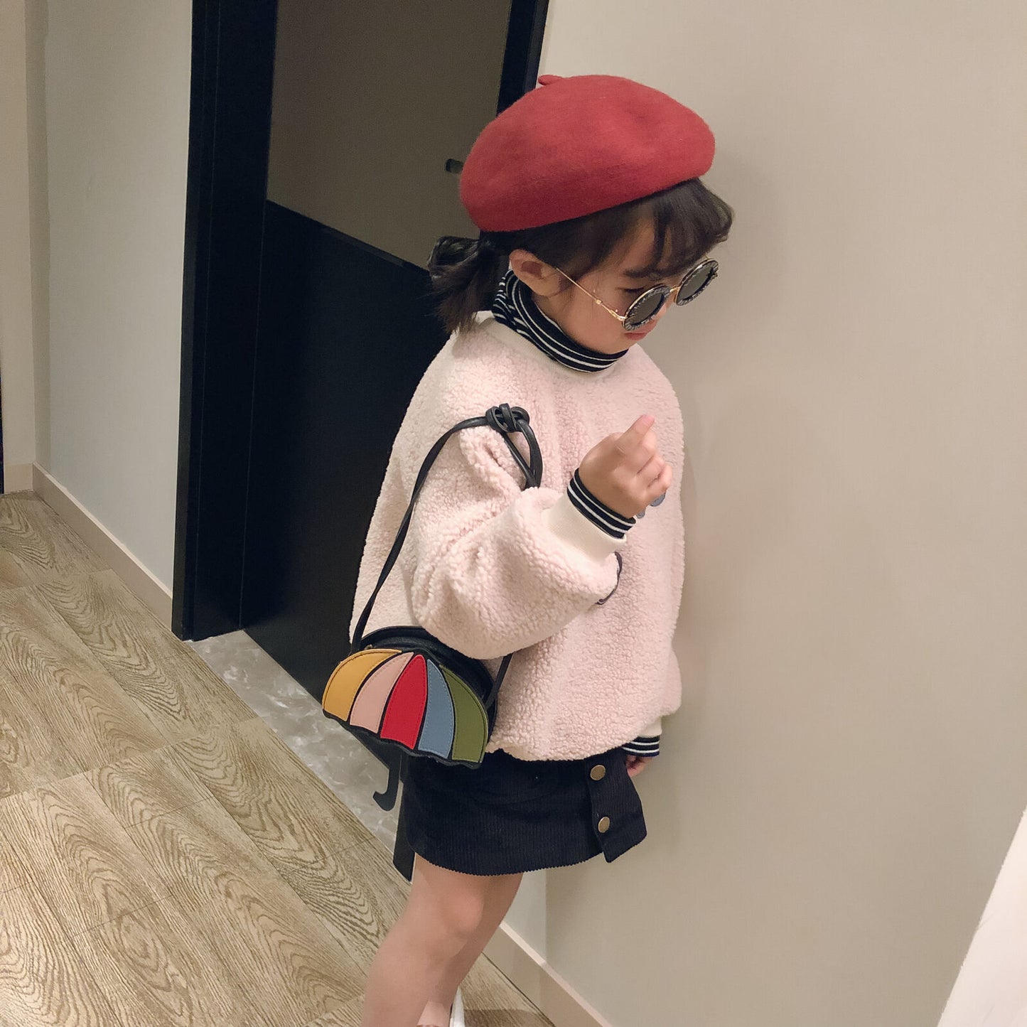 Kids Girls PU Leather Shoulder Bag-in Hats & Caps