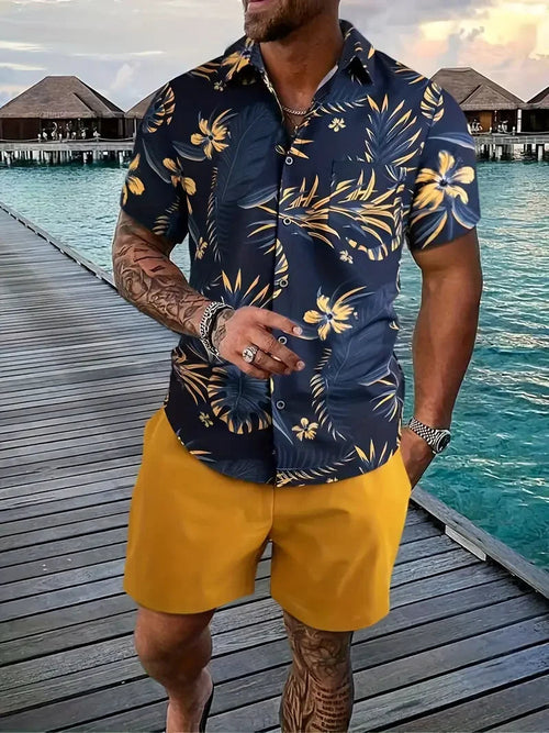 Men streetwear two piece Beach set