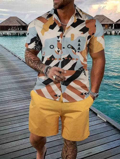 Men streetwear two piece Beach set