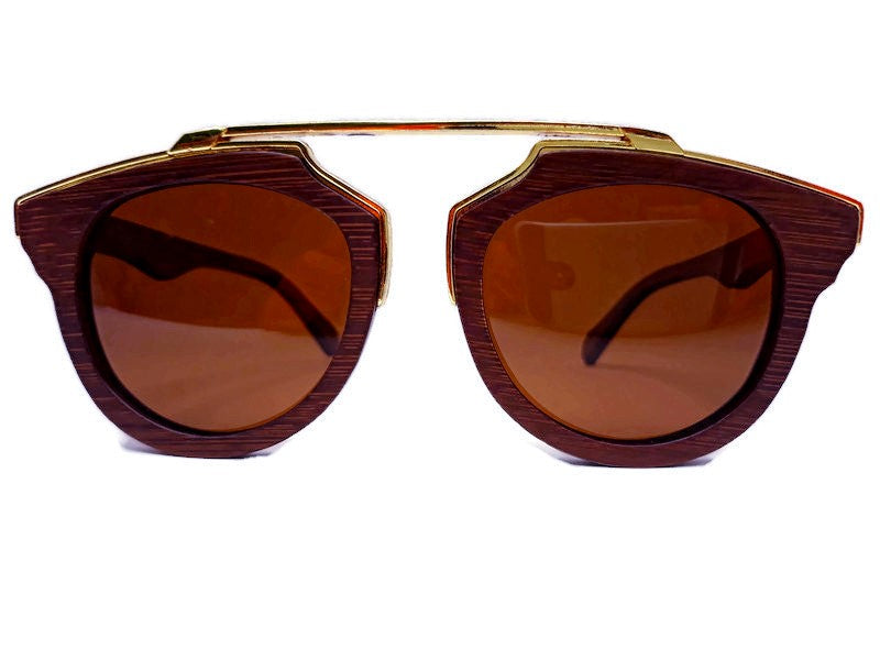 Cherry Wood Full Frame, Polarized with Gold Trim, Handcrafted